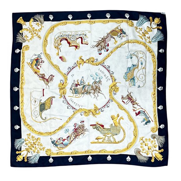 Hermès Scarf Plumes Et Grelots Jacquard 100% Silk 90 - Picture 3 of 11